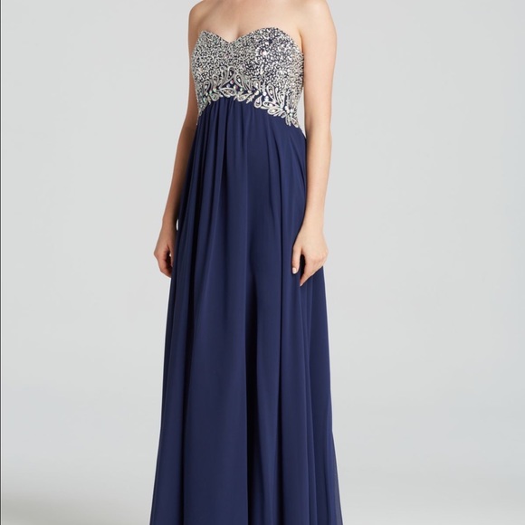 Decode Navy Chiffon Dress with Beading