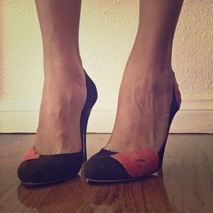Italian-made brown suede heels