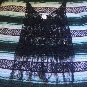 Black crochet tank