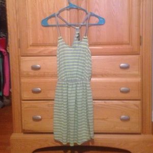 Neon yellow and gray striped dress