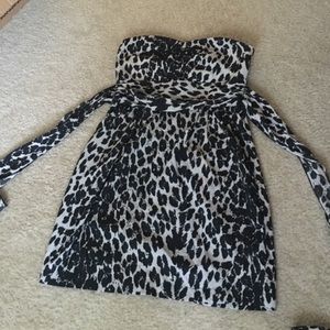 Black and white leopard print dress with pockets
