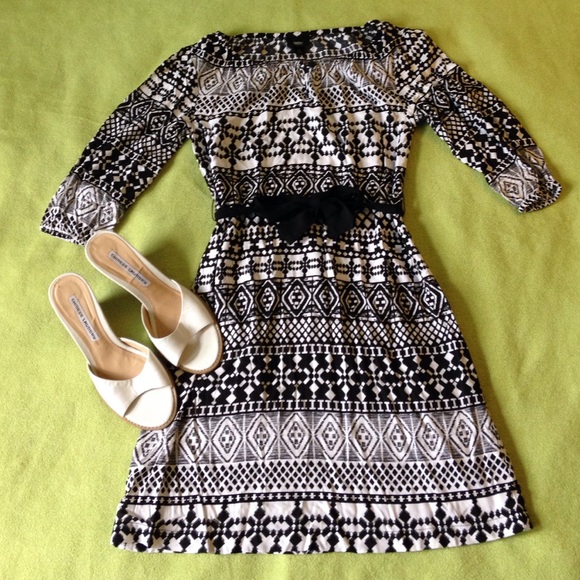 Massimo Black & White Print Dress