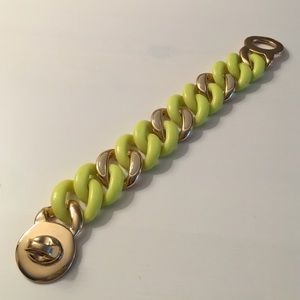 Neon yellow/green and gold chain bracelet