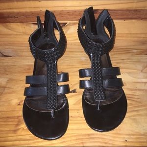 Black gladiator sandals, worn once