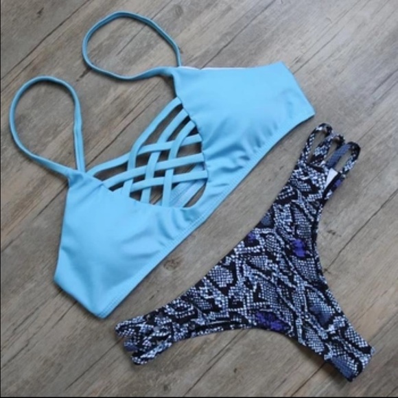 Beach Riot Other - Light Blue and Snakeskin NWOT Bikini Set