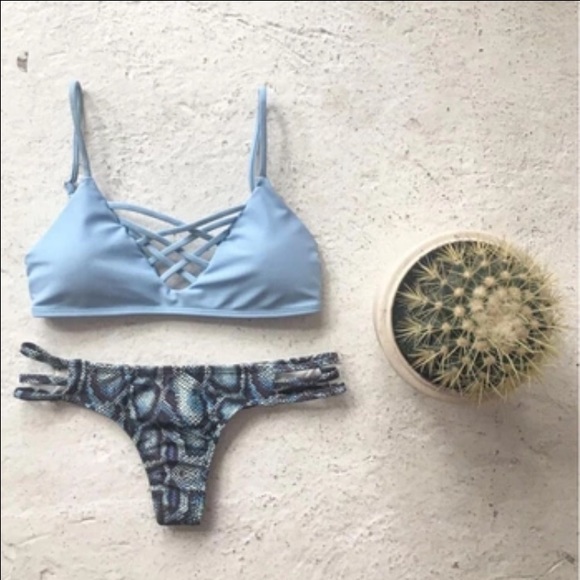 Light Blue and Snakeskin NWOT Bikini Set - Picture 2 of 4