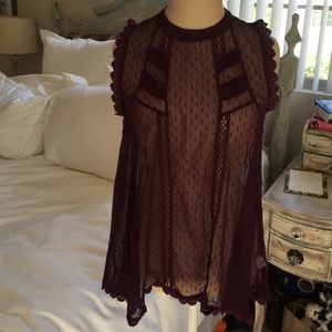 Mesh burgundy free people high low top