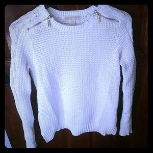 White Michael Kors Sweater w/ gold zipper details