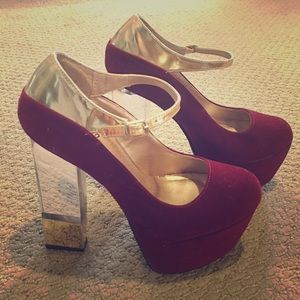 Qupid Mary Jane pumps with Lucite Heel.