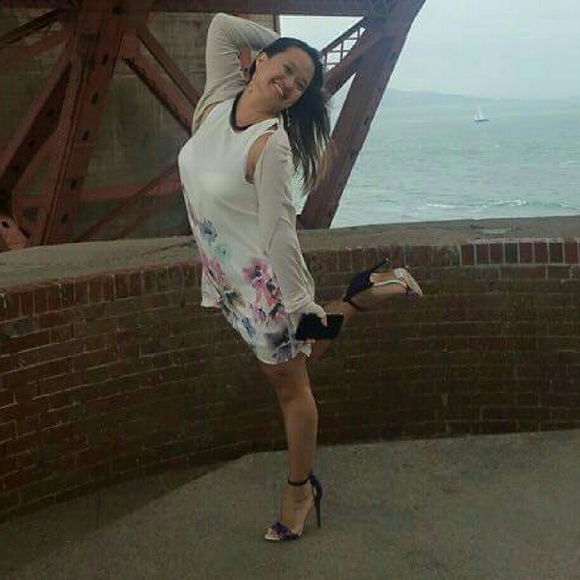 Schutz purple satin floral and suede heels.so cute - Picture 4 of 4