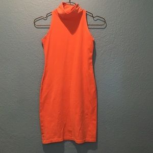 A Salmon pink tight dress