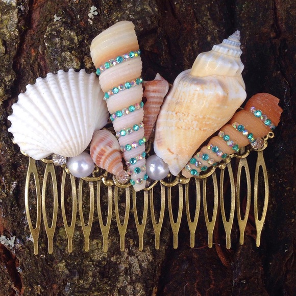 Handmade seashell hair comb/mermaid/boho/gypsy - Picture 2 of 4