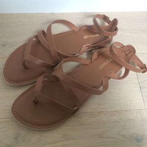 Topshop brown sandals, gold details, size 7 1/2