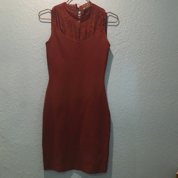 Maroon tight lace dress