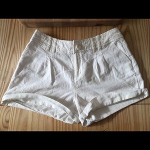 White linen shorts
