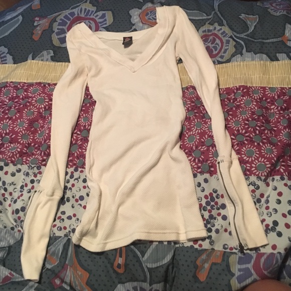 Free people white waffle tee