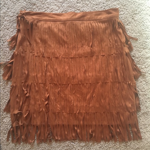 Suede Fringe Skirt