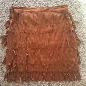 Suede Fringe Skirt