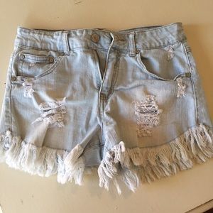 Tattered Blue Jean Shorts