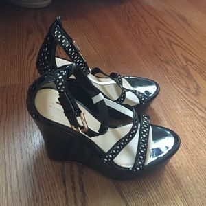 J crew Patent leather sandal wedge heels