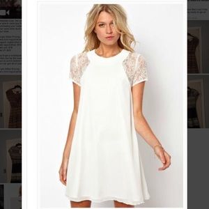 White dress with lace sleeves!
