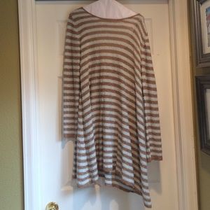 Brown and white stripped free people shift dress.