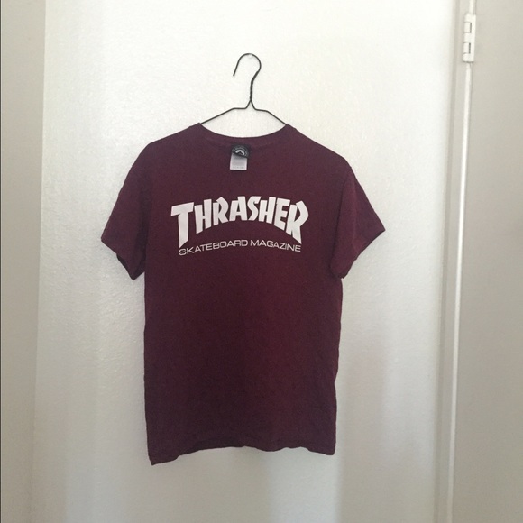 maroon thrasher t shirt