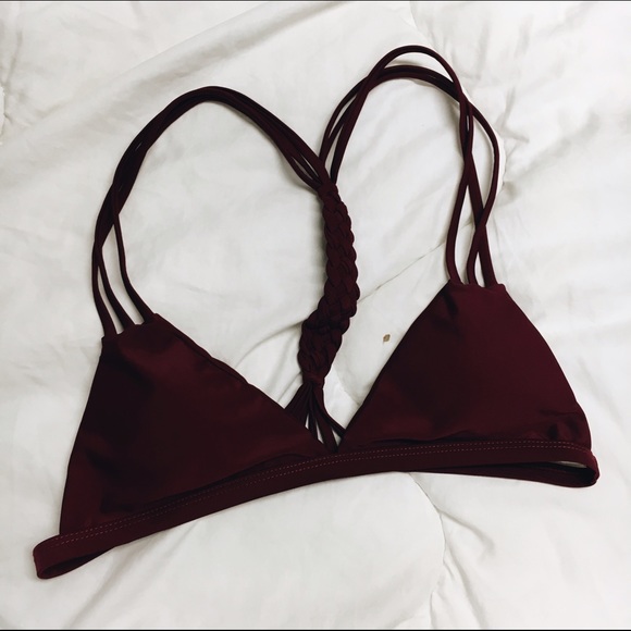MAROON BRAIDED SWIM TOP