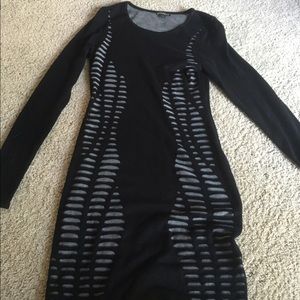 Black fitted knee length dress - Express