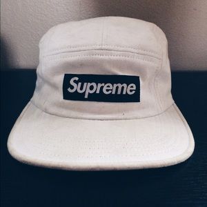 Custom White on White Striped Supreme 5-Panel Hat