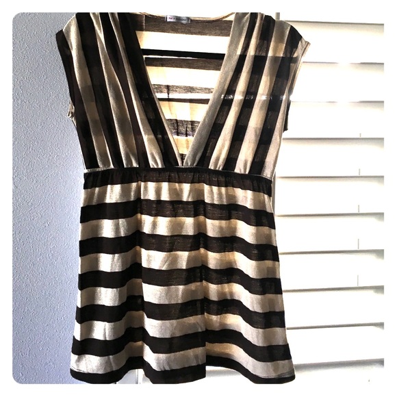 Cream & Brown Top sz L