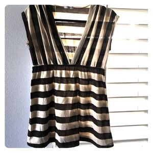 Cream & Brown Top sz L