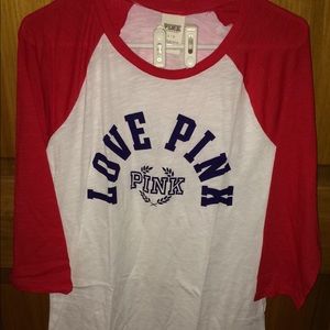vs pink baseball tee