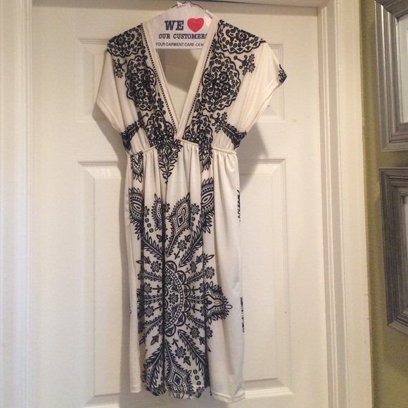 Black and white printed dress.