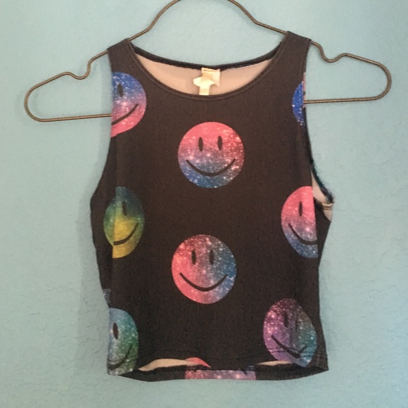 Galaxy smiley face crop top