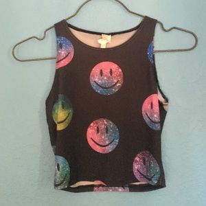 Galaxy smiley face crop top