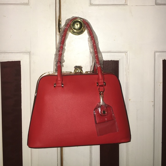 Gorgeous red faux leather handbag