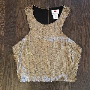 Gold racer neck crop top