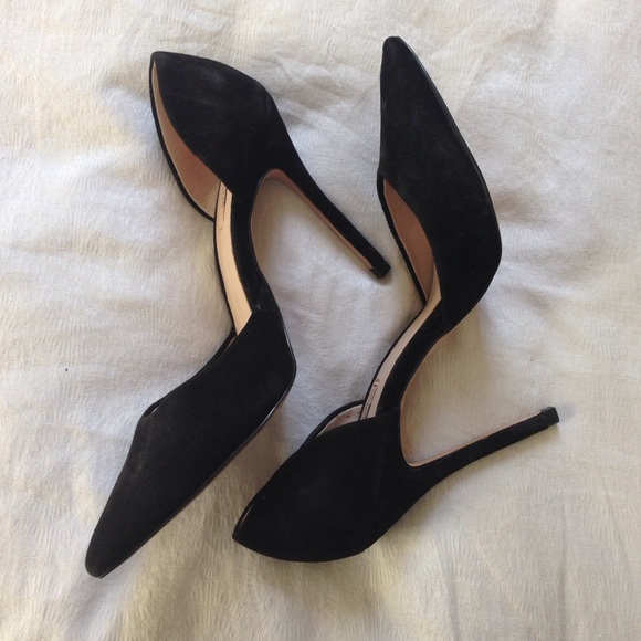 Zara black suede D'Orsay pointy toe pumps 38 7.5