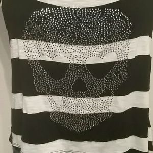Hi-Lo rhinestone skull shirt