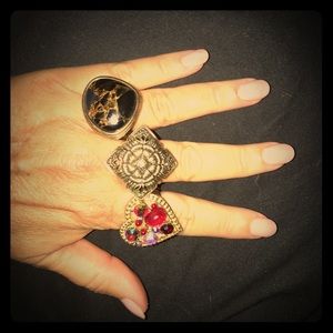 Bundle of 3 Bold Statement Rings size 6