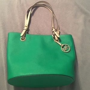Michael Kors medium tote in green. Like new!