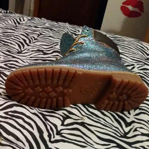 Blue and purple glitter timberland