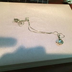 Silver emerald necklace