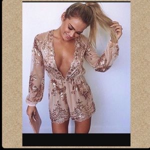 Champagne Rose gold sequenced romper