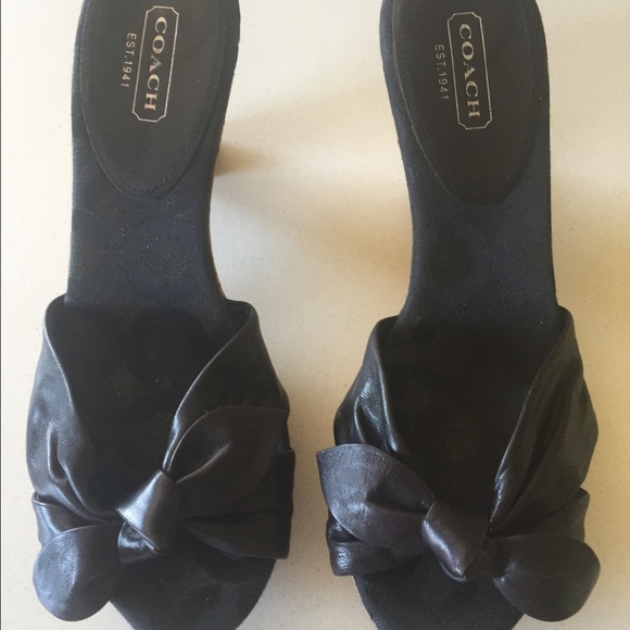 Coach black platform heel sandals