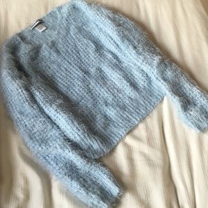 Fuzzy baby blue crop sweater