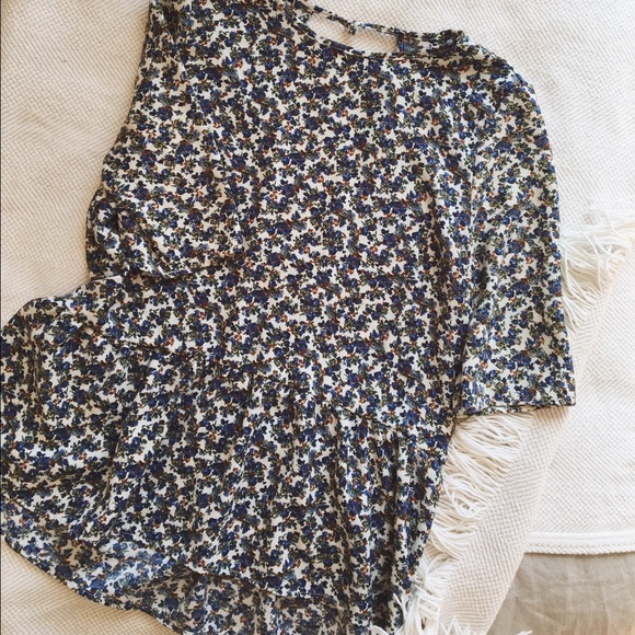 Zara Floral Peplum with Keyhole Cut-Out