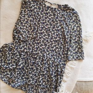 Zara Floral Peplum with Keyhole Cut-Out