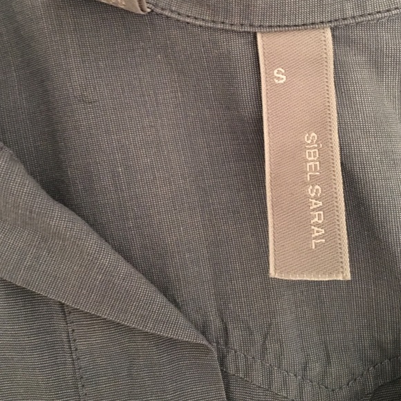 Sibel Saral Grey-blue v neck collared top - Picture 3 of 4